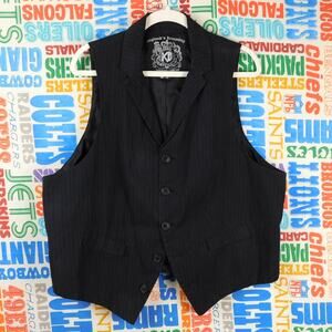 Englands Dreaming Keenan Duffty Vest Mens Size XL Black Pinstriped Punk